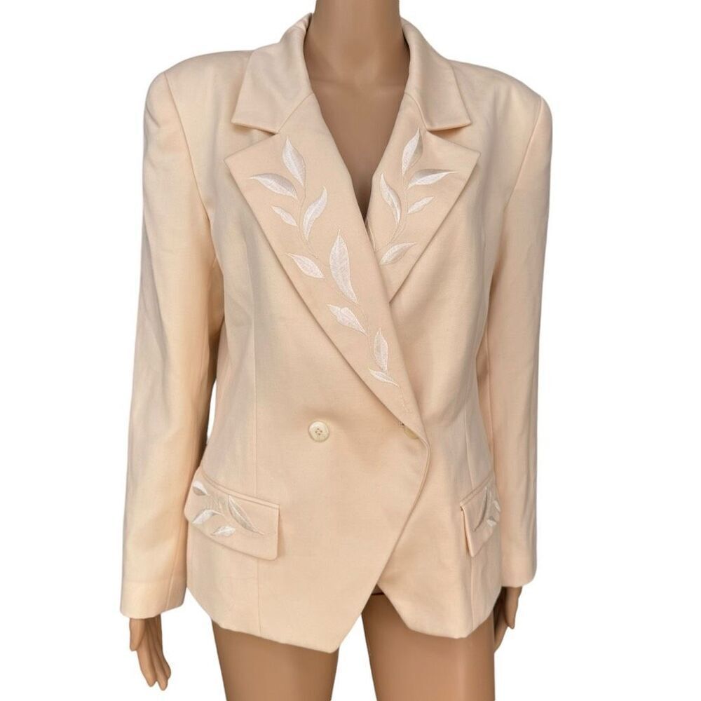Episode by Carolyn Wight Freeman vintage 100% wool ivory embroidered blazer 6